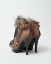 Fendi Ad Runway Stivaletti con plateau in pelliccia e pelle scamosciata